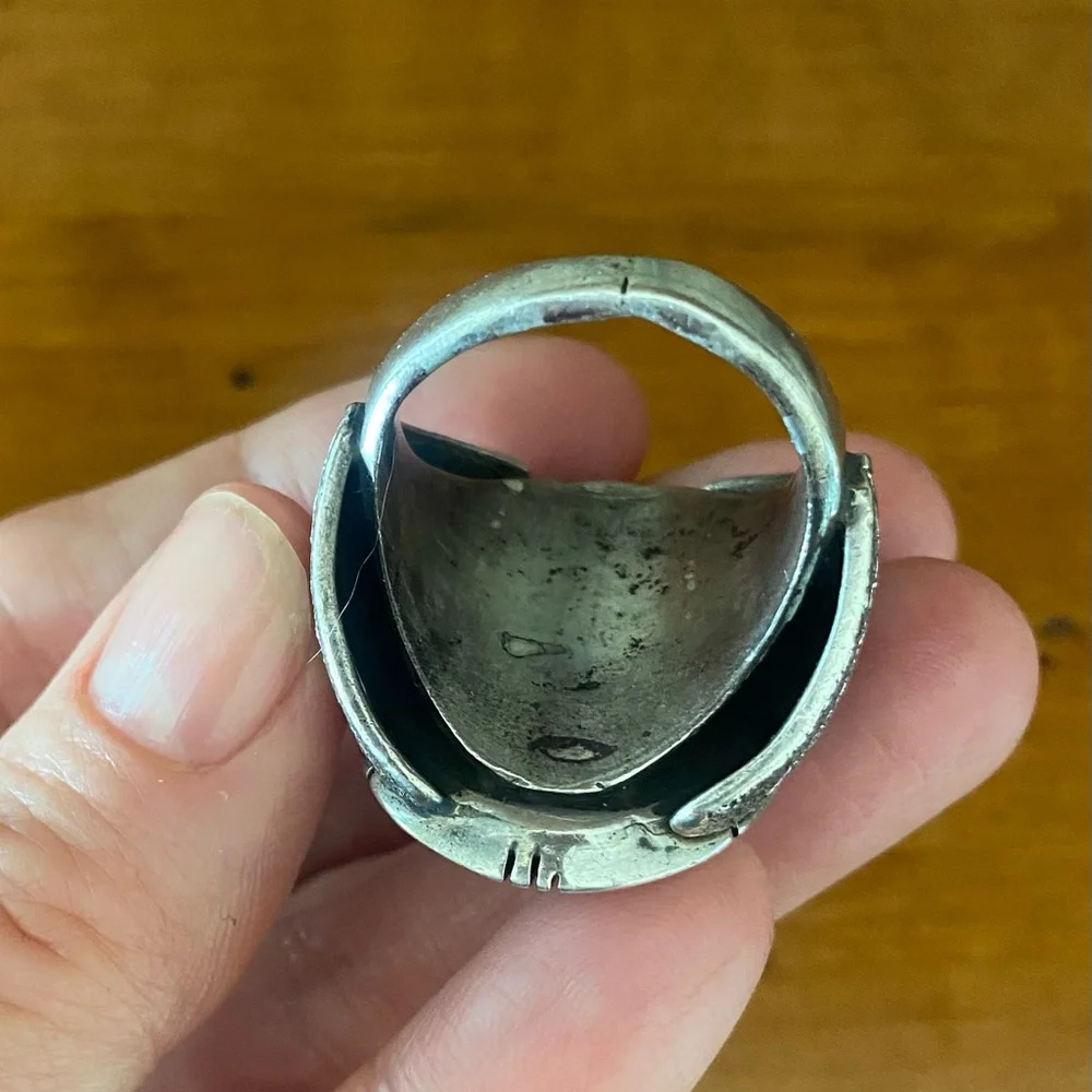 Vintage Native American Sterling Silver Turquoise Ring size 10.5